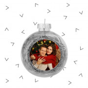 Шар ёлочный пластиковый с мишурой (серебро)