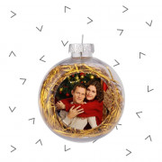 Шар ёлочный пластиковый с мишурой (золото)